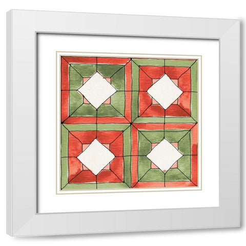 Modern Farmhouse Pattern VI Christmas White Modern Wood Framed Art Print with Double Matting by Tavoletti, Anne