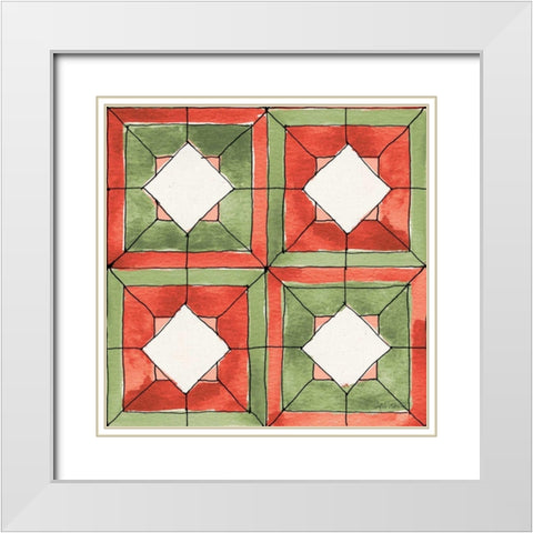 Modern Farmhouse Pattern VI Christmas White Modern Wood Framed Art Print with Double Matting by Tavoletti, Anne
