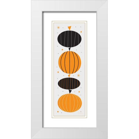 Festive Fright Pumpkins White Modern Wood Framed Art Print with Double Matting by Mullan, Michael