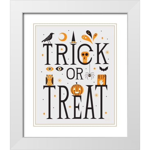 Festive Fright Trick or Treat I White Modern Wood Framed Art Print with Double Matting by Mullan, Michael
