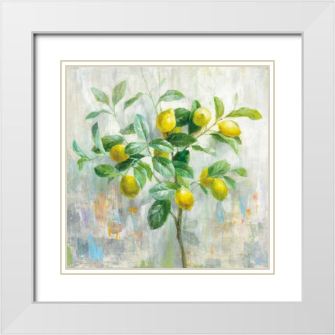 Lemon Branch White Modern Wood Framed Art Print with Double Matting by Nai, Danhui