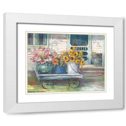 Garden Wagon Bright White Modern Wood Framed Art Print with Double Matting by Rowan, Carol