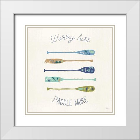 Otomi Lake VII Paddles White Modern Wood Framed Art Print with Double Matting by Charron, Veronique