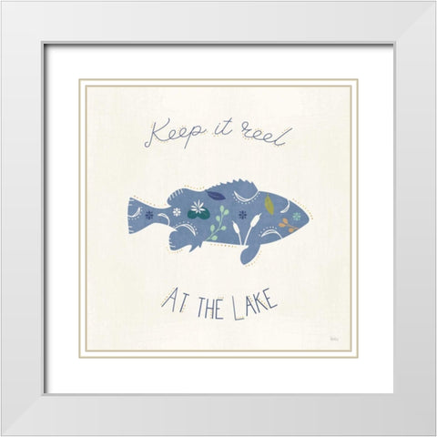 Otomi Lake IXB White Modern Wood Framed Art Print with Double Matting by Charron, Veronique