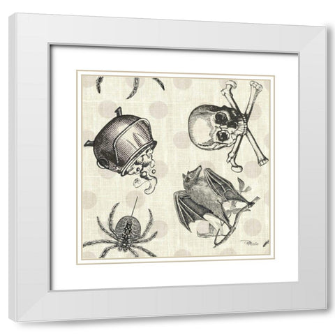 Be Scary Pattern IA White Modern Wood Framed Art Print with Double Matting by Pela Studio