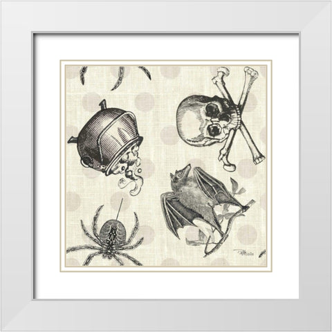 Be Scary Pattern IA White Modern Wood Framed Art Print with Double Matting by Pela Studio