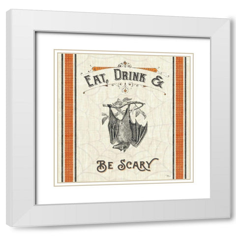 Be Scary IV White Modern Wood Framed Art Print with Double Matting by Pela Studio