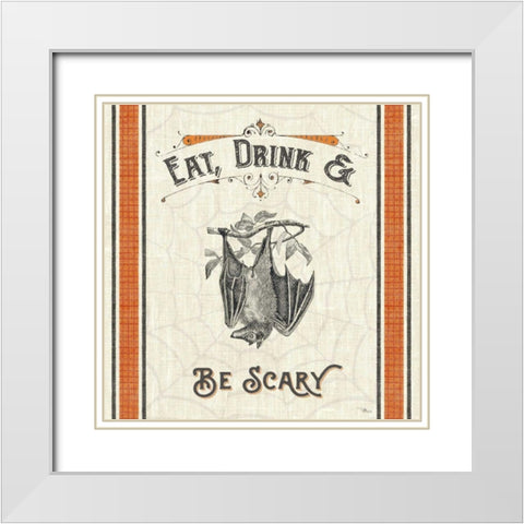 Be Scary IV White Modern Wood Framed Art Print with Double Matting by Pela Studio