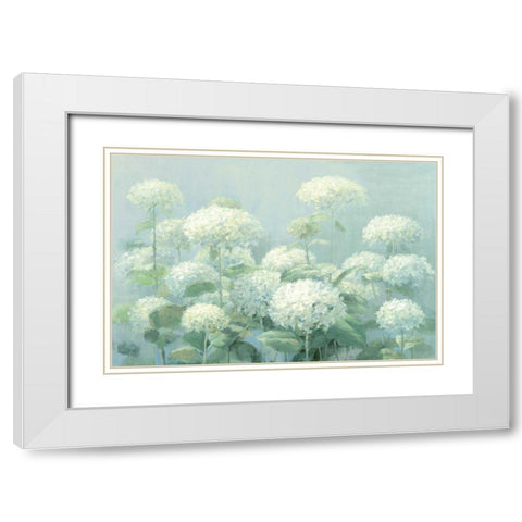White Hydrangea Garden Sage Crop White Modern Wood Framed Art Print with Double Matting by Nai, Danhui