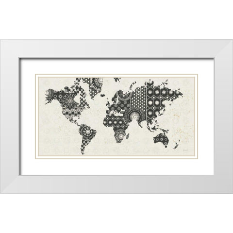 Kami Map - No Border White Modern Wood Framed Art Print with Double Matting by Lovell, Kathrine