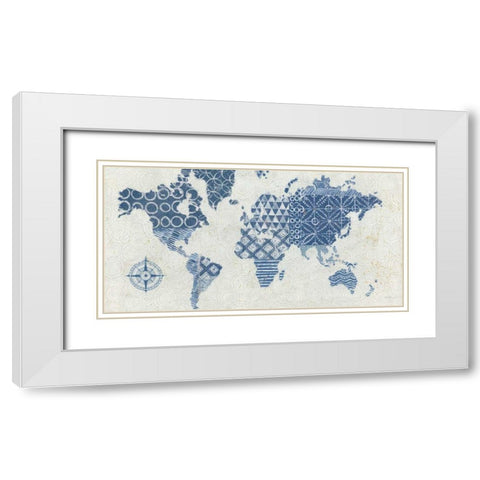 Indigo Gild Map Maki - No Border White Modern Wood Framed Art Print with Double Matting by Lovell, Kathrine