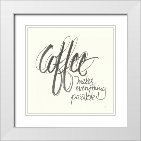 Coffee Sayings IV White Modern Wood Framed Art Print with Double Matting by Paschke, Chris