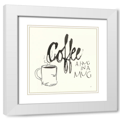 Coffee Sayings V White Modern Wood Framed Art Print with Double Matting by Paschke, Chris