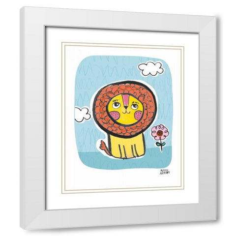 Wild About You Lion White Modern Wood Framed Art Print with Double Matting by Averinos, Melissa