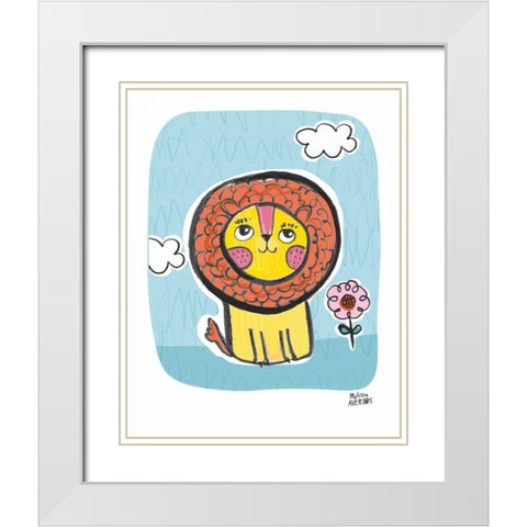Wild About You Lion White Modern Wood Framed Art Print with Double Matting by Averinos, Melissa
