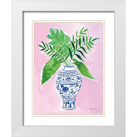 Elegant Chinoiserie I White Modern Wood Framed Art Print with Double Matting by Zaman, Farida