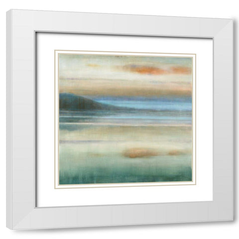 Coastal Sunset White Modern Wood Framed Art Print with Double Matting by Nai, Danhui