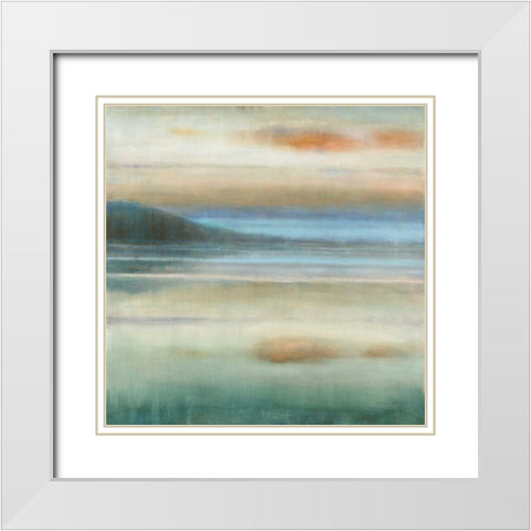 Coastal Sunset White Modern Wood Framed Art Print with Double Matting by Nai, Danhui