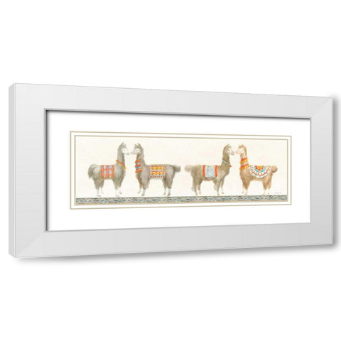 Festive Llama V White Modern Wood Framed Art Print with Double Matting by Nai, Danhui