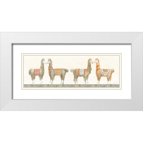 Festive Llama V White Modern Wood Framed Art Print with Double Matting by Nai, Danhui