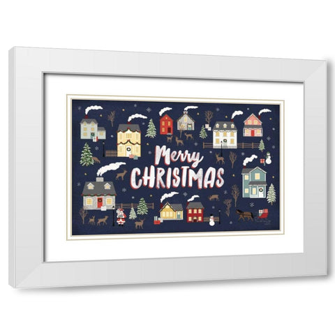 Christmas Village I White Modern Wood Framed Art Print with Double Matting by Marshall, Laura