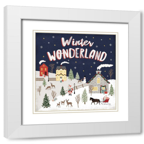 Christmas Village III White Modern Wood Framed Art Print with Double Matting by Marshall, Laura