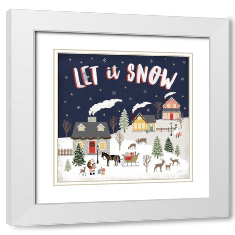 Christmas Village IV White Modern Wood Framed Art Print with Double Matting by Marshall, Laura