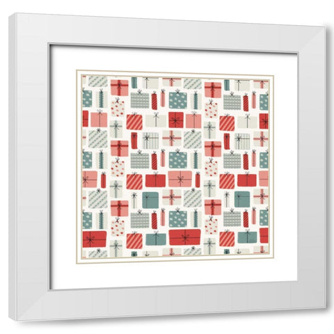 Christmas Village Pattern III White Modern Wood Framed Art Print with Double Matting by Marshall, Laura