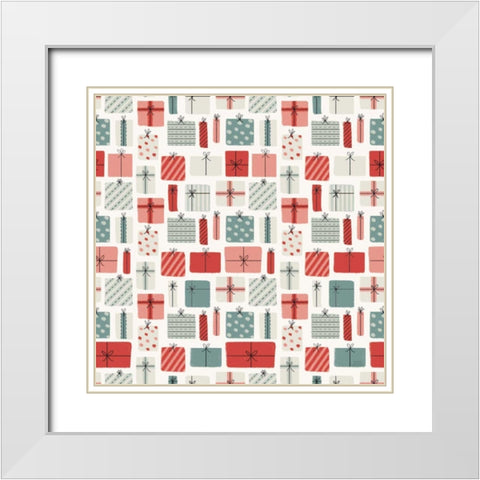 Christmas Village Pattern III White Modern Wood Framed Art Print with Double Matting by Marshall, Laura
