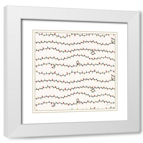 Christmas Village Pattern V White Modern Wood Framed Art Print with Double Matting by Marshall, Laura