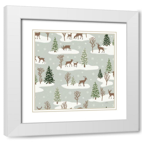 Christmas Village Pattern VI White Modern Wood Framed Art Print with Double Matting by Marshall, Laura