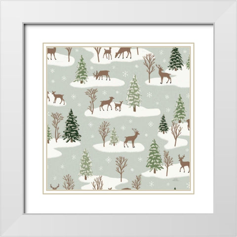 Christmas Village Pattern VI White Modern Wood Framed Art Print with Double Matting by Marshall, Laura