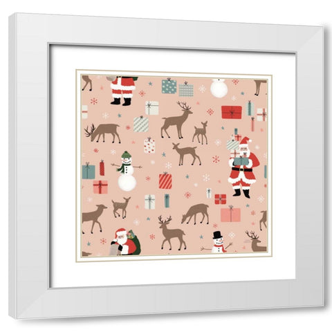 Christmas Village Pattern VIIIA White Modern Wood Framed Art Print with Double Matting by Marshall, Laura
