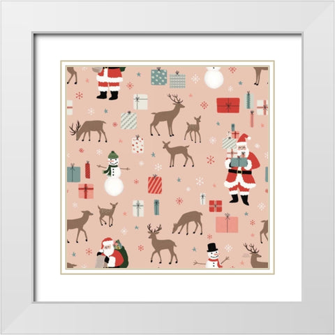 Christmas Village Pattern VIIIA White Modern Wood Framed Art Print with Double Matting by Marshall, Laura