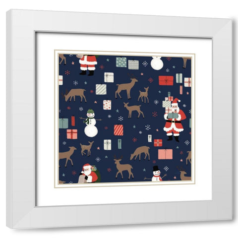 Christmas Village Pattern VIIIB White Modern Wood Framed Art Print with Double Matting by Marshall, Laura