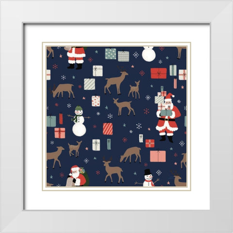 Christmas Village Pattern VIIIB White Modern Wood Framed Art Print with Double Matting by Marshall, Laura