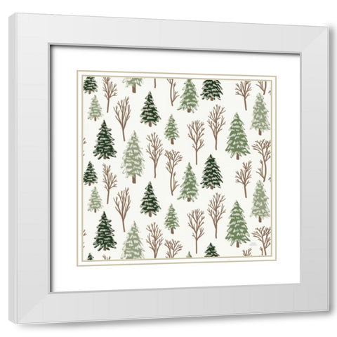 Christmas Village Pattern X White Modern Wood Framed Art Print with Double Matting by Marshall, Laura