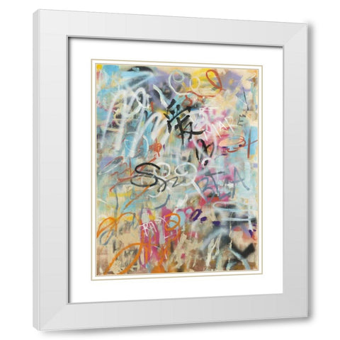 Graffiti Love White Modern Wood Framed Art Print with Double Matting by Nai, Danhui