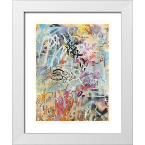 Graffiti Love White Modern Wood Framed Art Print with Double Matting by Nai, Danhui