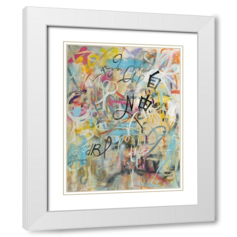 Graffiti Freedom White Modern Wood Framed Art Print with Double Matting by Nai, Danhui