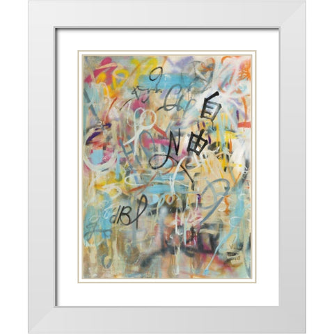 Graffiti Freedom White Modern Wood Framed Art Print with Double Matting by Nai, Danhui