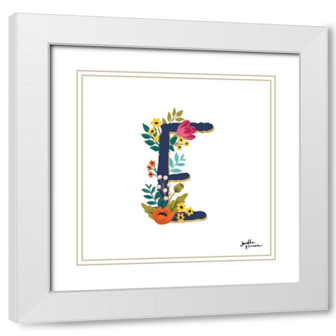 Romantic Luxe E Navy White Modern Wood Framed Art Print with Double Matting by Penner, Janelle