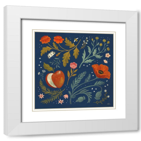 Blue Botanical III White Modern Wood Framed Art Print with Double Matting by Penner, Janelle