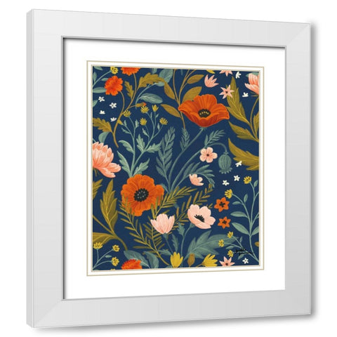 Blue Botanical Pattern IB White Modern Wood Framed Art Print with Double Matting by Penner, Janelle