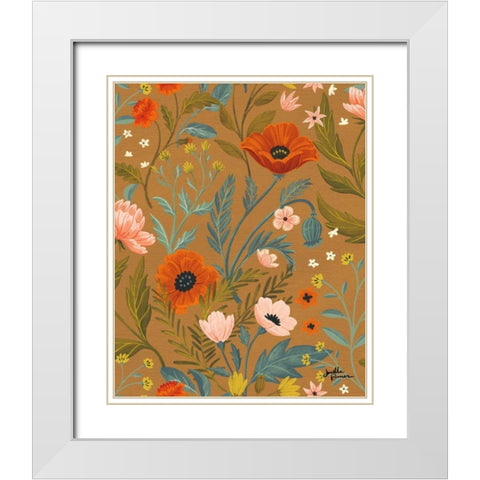 Blue Botanical Pattern ID White Modern Wood Framed Art Print with Double Matting by Penner, Janelle