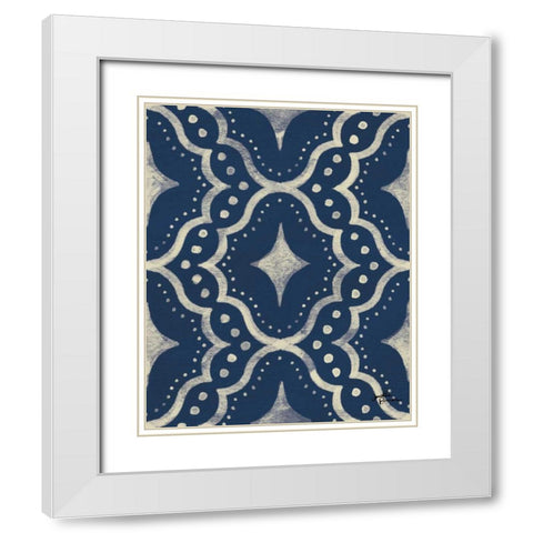 Blue Botanical Pattern IVA White Modern Wood Framed Art Print with Double Matting by Penner, Janelle
