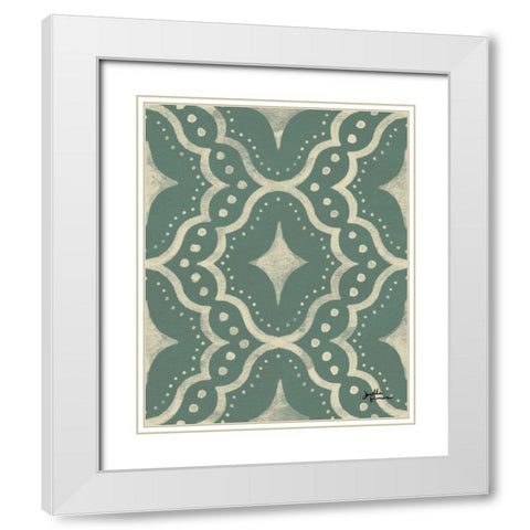 Blue Botanical Pattern IVD White Modern Wood Framed Art Print with Double Matting by Penner, Janelle