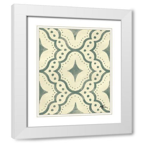 Blue Botanical Pattern VD White Modern Wood Framed Art Print with Double Matting by Penner, Janelle