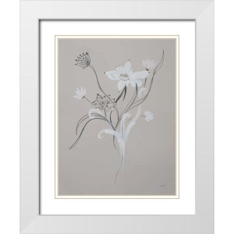 Whisper I White Modern Wood Framed Art Print with Double Matting by Davis, Joan E.