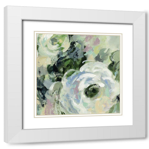 Sage and Lavender Peonies III White Modern Wood Framed Art Print with Double Matting by Vassileva, Silvia